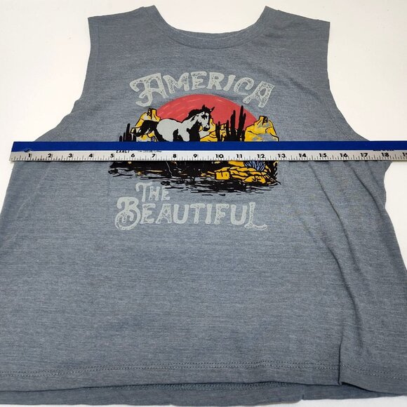 Willow Trails America The Beautiful Tank Top Small Horse Graphic Heather Gray - Picture 4 of 5